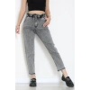 Bel Lastik Paça Püsküllü Mom Jean Füme - 405221.2141.