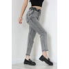 Bel Lastik Paça Püsküllü Mom Jean Füme - 405221.2141.