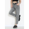 Bel Lastik Paça Püsküllü Mom Jean Füme - 405221.2141.