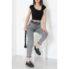 Bel Lastik Paça Püsküllü Mom Jean Füme - 405221.2141.