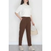Bel Lastikli Dabıl Kumaş 180Gr Çımalı Pantolon Kahve - 51057.1837.