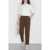 Bel Lastikli Dabıl Kumaş 180Gr Çımalı Pantolon Kahve - 51057.1837.