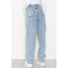 Bel Tokalı Baggy Kot Pantolon Buzmavi - 42472.1606.