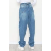 Bel Tokalı Baggy Kot Pantolon Mavitint1 - 42472.1606.