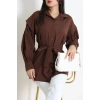 Beli İpli Poplin Gömlek Kahve - 44062.255.