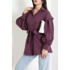 Beli İpli Poplin Gömlek Mor - 44062.255.