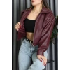 Beli Lastikli Deri Ceket Bordo - 31857.2089.