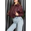 Beli Lastikli Deri Ceket Bordo - 31857.2089.