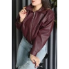 Beli Lastikli Deri Ceket Bordo - 31857.2089.