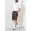 Beli Lastikli Keten Erkek Şort Acıkahve - 71413.1837.