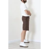 Beli Lastikli Keten Erkek Şort Acıkahve - 71413.1837.