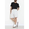 Beli Lastikli Keten Erkek Şort Gri - 71413.1837.
