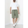 Beli Lastikli Keten Erkek Şort Haki - 71413.1837.