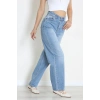 Beli Tokalı Baggy Kot Pantolon Açıkmavi - 32491.1606.