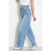 Beli Tokalı Baggy Kot Pantolon Açıkmavi - 32491.1606.