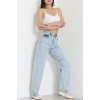 Beli Tokalı Baggy Kot Pantolon Buzmavi - 32491.1606.