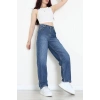Beli Tokalı Baggy Kot Pantolon Mavi - 32491.1606.