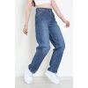 Beli Tokalı Baggy Kot Pantolon Mavi - 32491.1606.