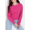 Bisiklet Yaka 3 İplik Sweat Fuşya - 20958.1878.
