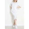 Bisiklet Yaka Midi Boy Süprem Elbise Beyaz - 71551.1748.