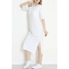 Bisiklet Yaka Midi Boy Süprem Elbise Beyaz - 71551.1748.
