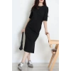 Bisiklet Yaka Midi Boy Süprem Elbise Siyah - 71550.1748.