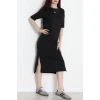 Bisiklet Yaka Midi Boy Süprem Elbise Siyah - 71550.1748.