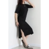 Bisiklet Yaka Midi Boy Süprem Elbise Siyah - 71550.1748.