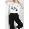 Bisiklet Yaka Oversize 2 İplik Forma Tişört Beyaz - 88102.1878.