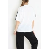 Bisiklet Yaka Oversize 2 İplik Forma Tişört Beyaz - 88102.1878.