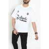 Bisiklet Yaka Oversize 2 İplik Forma Tişört Beyaz - 88102.1878.