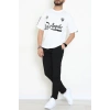 Bisiklet Yaka Oversize 2 İplik Forma Tişört Beyaz - 88102.1878.