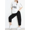 Bisiklet Yaka Oversize 2 İplik Forma Tişört Beyaz - 88102.1878.