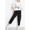 Bisiklet Yaka Oversize 2 İplik Forma Tişört Beyaz - 88102.1878.