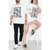 Bisiklet Yaka Oversize 2 İplik Forma Tişört Beyaz - 88104.1878.