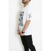 Bisiklet Yaka Oversize 2 İplik Forma Tişört Beyaz - 88104.1878.