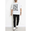 Bisiklet Yaka Oversize 2 İplik Forma Tişört Beyaz - 88104.1878.