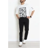 Bisiklet Yaka Oversize 2 İplik Forma Tişört Beyaz - 88104.1878.