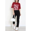 Bisiklet Yaka Oversize 2 İplik Forma Tişört Bordo - 88104.1878.