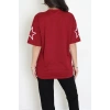 Bisiklet Yaka Oversize 2 İplik Forma Tişört Bordo - 88104.1878.