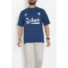 Bisiklet Yaka Oversize 2 İplik Forma Tişört İndigo - 88102.1878.