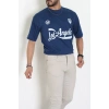 Bisiklet Yaka Oversize 2 İplik Forma Tişört İndigo - 88102.1878.