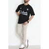 Bisiklet Yaka Oversize 2 İplik Forma Tişört Siyah - 88102.1878.
