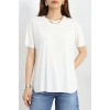 Bisiklet Yaka Oversize Tişört Ekru - 41808.1019.