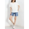 Bisiklet Yaka Oversize Tişört Ekru - 41808.1019.