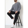 Bisiklet Yaka Selanik Kumaş Erkek Sweat Füme - 42674.1567.