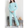 Bisiklet Yaka Uzun Kol Pijama Takımı Yeşilpanda - 780.1287.