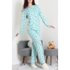 Bisiklet Yaka Uzun Kol Pijama Takımı Yeşilpanda - 780.1287.