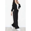 Biyeli Crop Eşofman Takımı Siyah - 4130.1247.