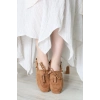 Boncuk Detaylı Püsküllü Loafer Babet Taba - 196.1846.